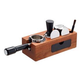Espresso Tamping Station, Sapele Wood, 8-in-1 Multifunctional Tamping Station with Detachable Slot