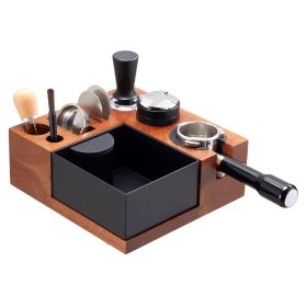 Espresso Tamping Station, Sapele Wood, 9-in-1 Multifunctional Tamping Station with Detachable Slot