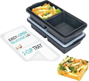 Silicone Freezer Tray With Lid-Soup Freezer Container molds-2-cup Extra Large Ice Cube Tray-makes 4 perfect 500ml portions cubes, For freezing so