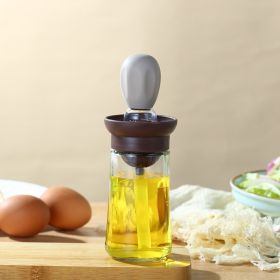 1pc Kitchen Oil Dispenser Bottle With Brush 2 In 1 Olive Oil Dispenser Bottle With Silicone Basting Brush And Dropper Glass Oil Bottle Convenient (Color: Gray)