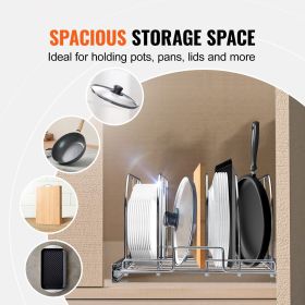 Pan and Pot Rack, Expandable Pull Out Under Cabinet Organizer, Cookie Sheet Baking Pans tray Organization, Adjustable Wire Dividers (Number of Layers: Single Layer, Width: 12.5 inch)